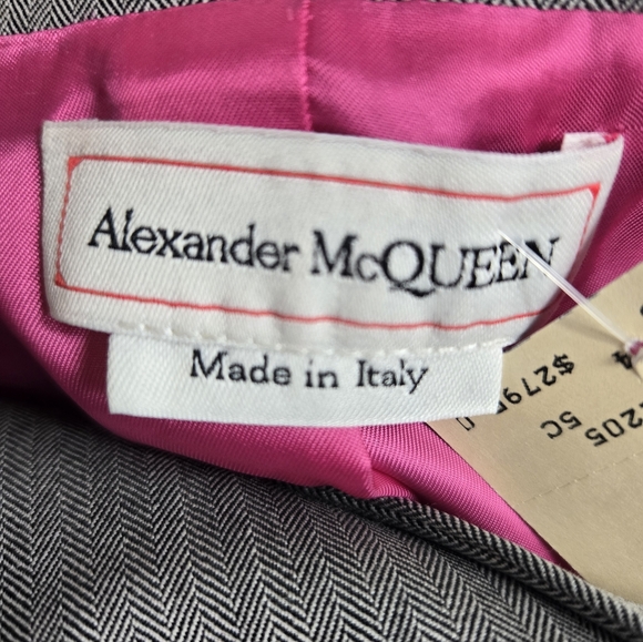 Alexander McQueen Women's Size 40 Gray Houndstooth One Button Wool Blazer New - Picture 10 of 11